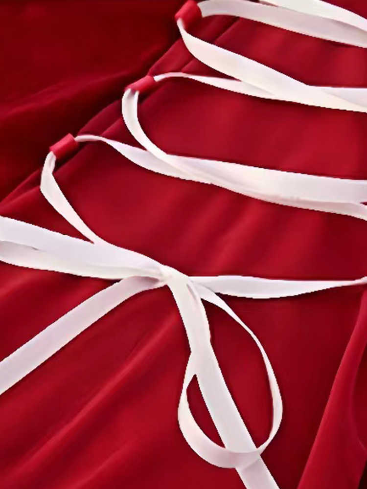 Christmas Velvet Mesh Nightgown