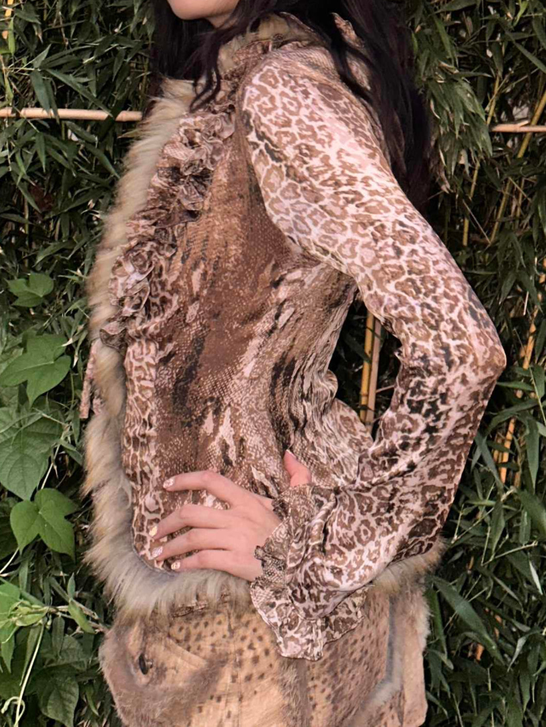 Y2K Leopard Ruffled Cardigan