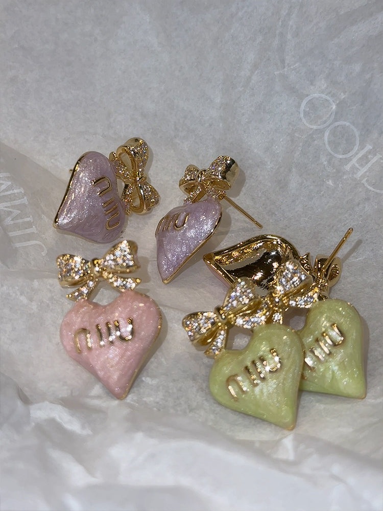 heart bow kawaii earrings