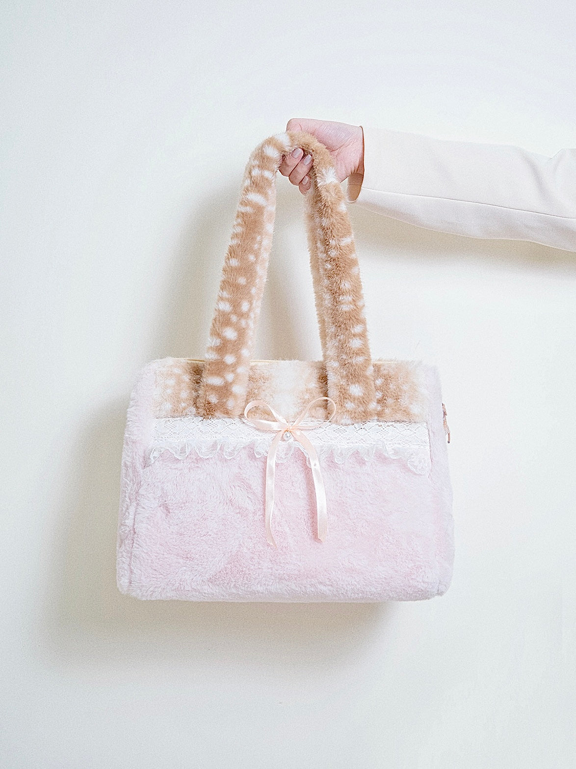 Cute ins style plush deer pattern shoulder bag