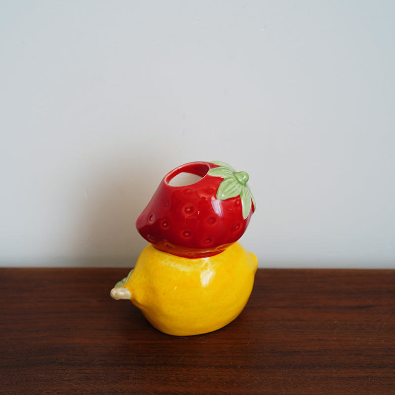 hand-painted strawberry shape ceramic dinner plate