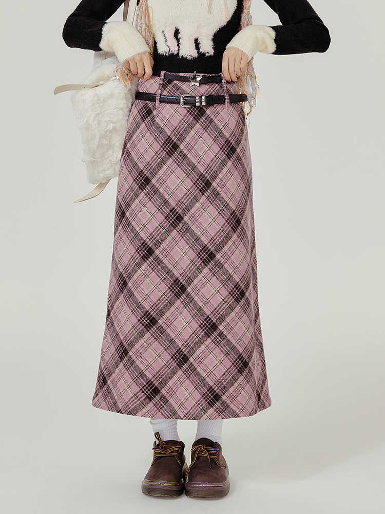 Preppy Pink Plaid Maxi Skirt