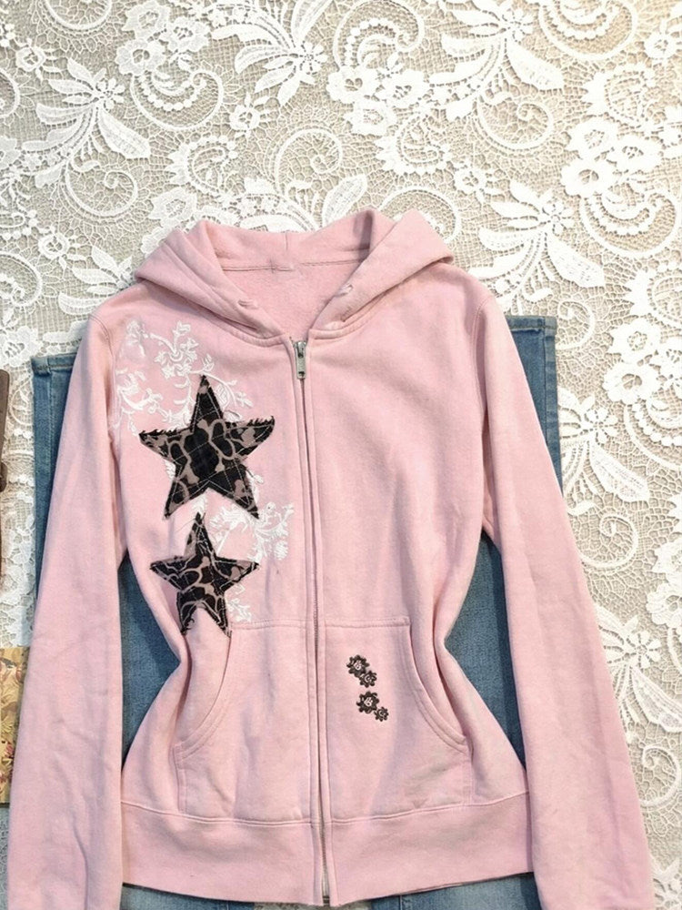 y2k pink star jacket