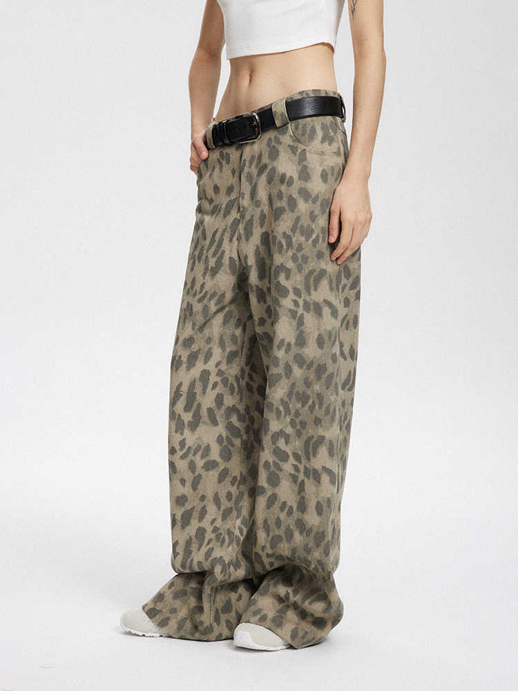 Chic Retro Leopard Wide-Leg Trousers