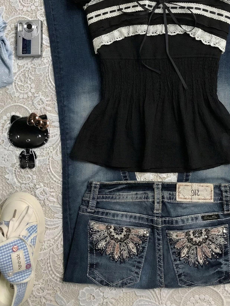 dark coquette lace shirt