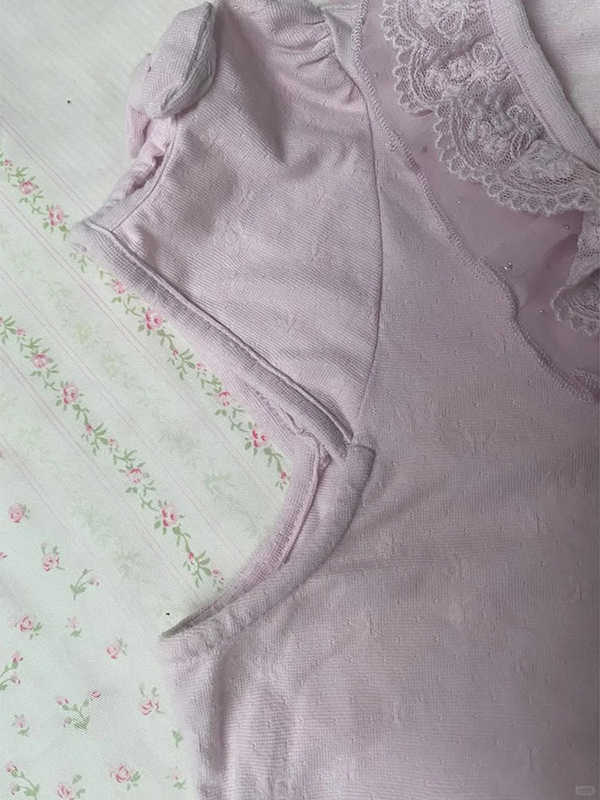 Purple Lace Short-sleeved T-shirt