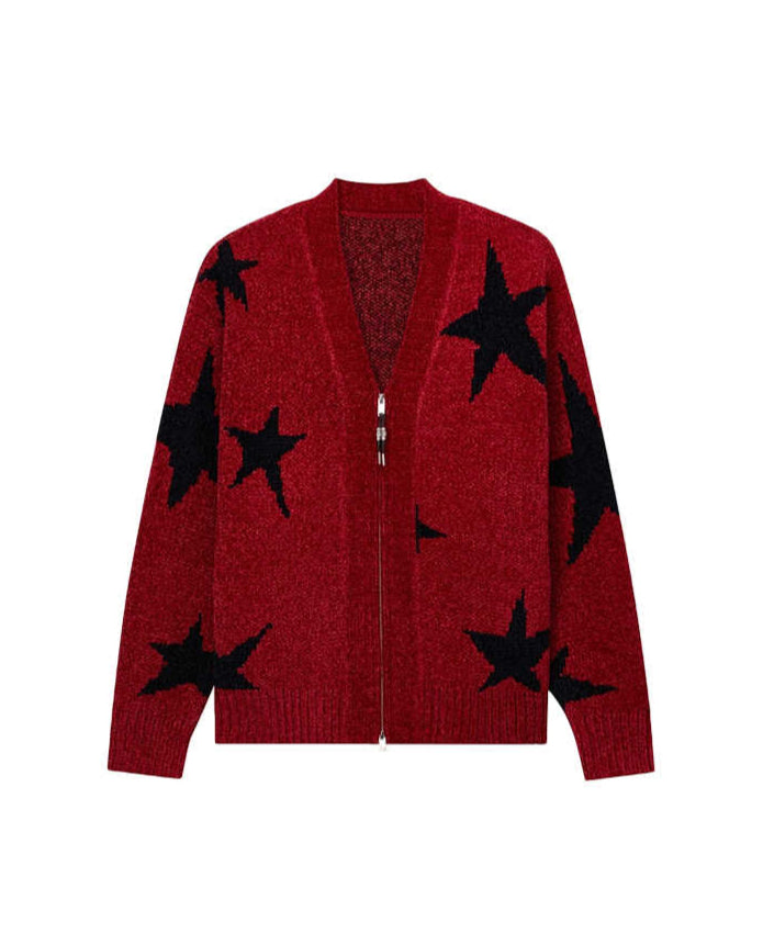 Y2K Grunge Star Knitted Cardigan