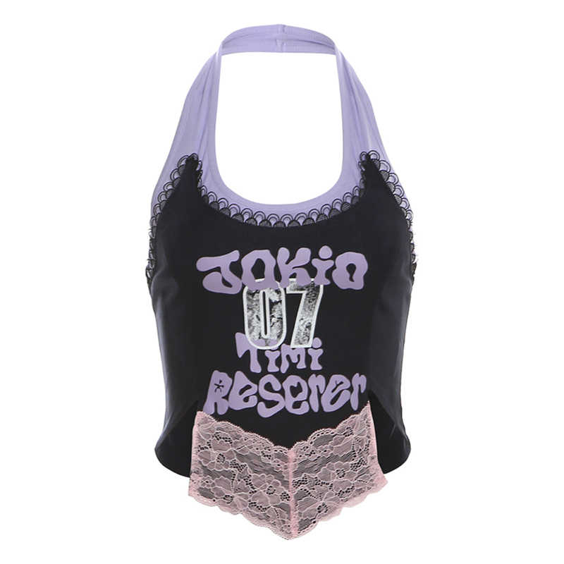 Y2K Aesthetic Halter Neck Crop Top