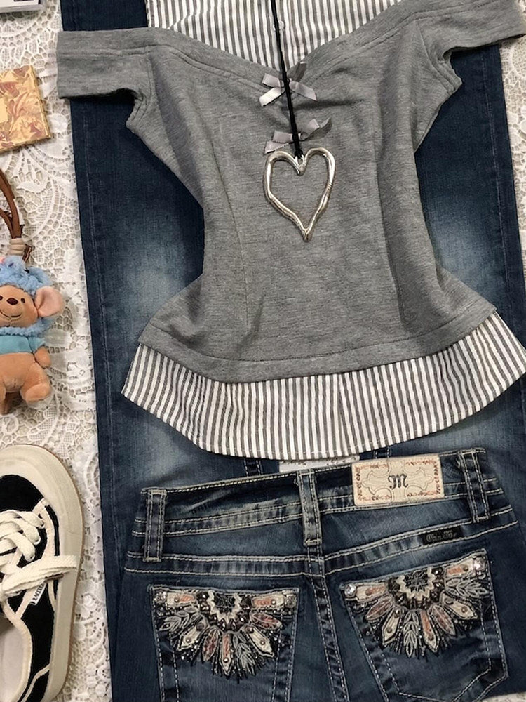 gray striped shirt