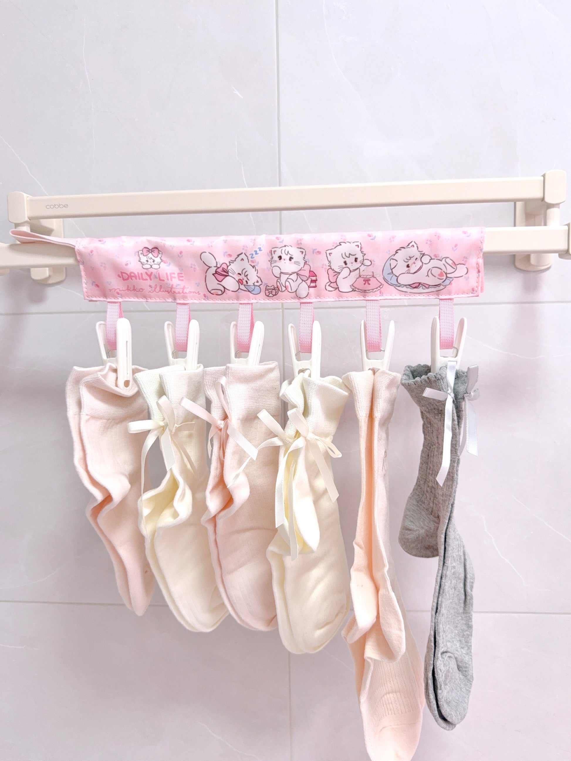 kawaii pink underwear drying rack
