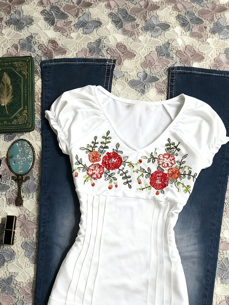 vintage flowers v-neck shirt