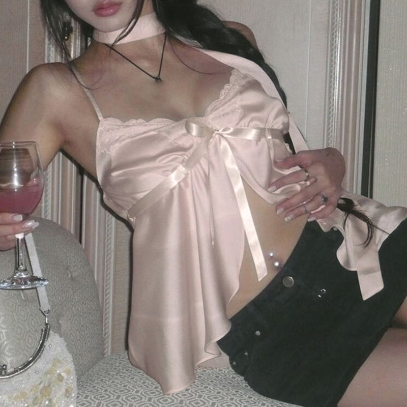 Coquette Pink Satin Tank Top
