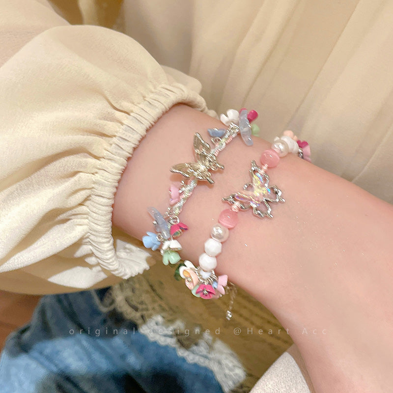 Gravel Butterfly Flower Kawaii Bracelet