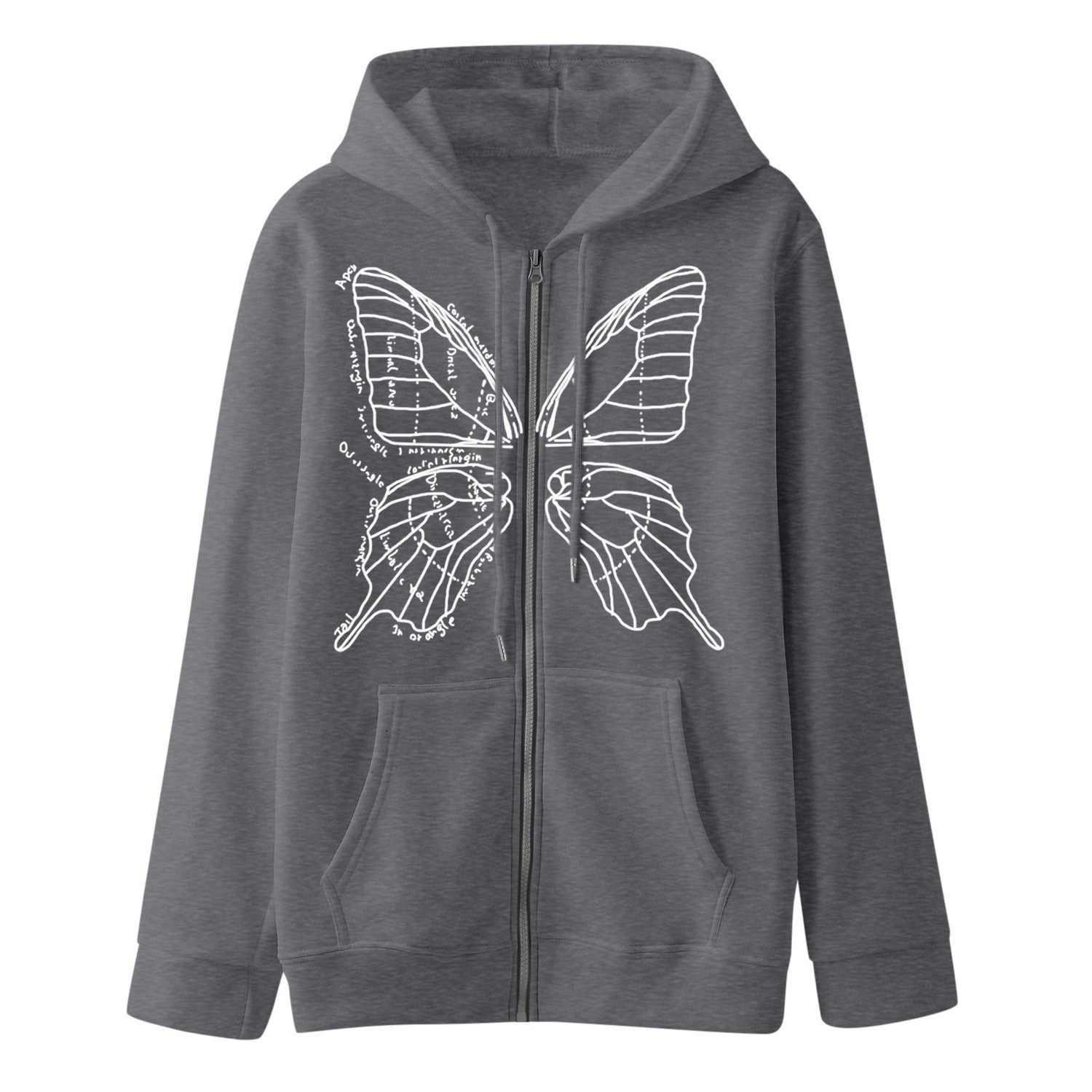 Acubi Butterfly Grunge Zip-up Hoodie