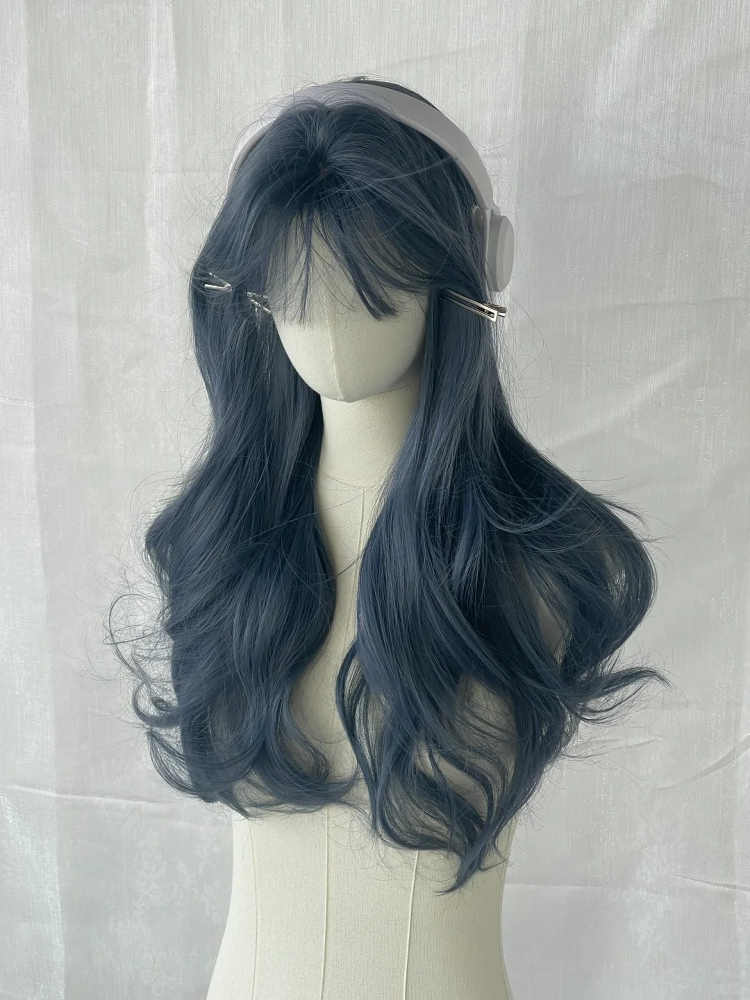 Haze Blue Long Curly Wig