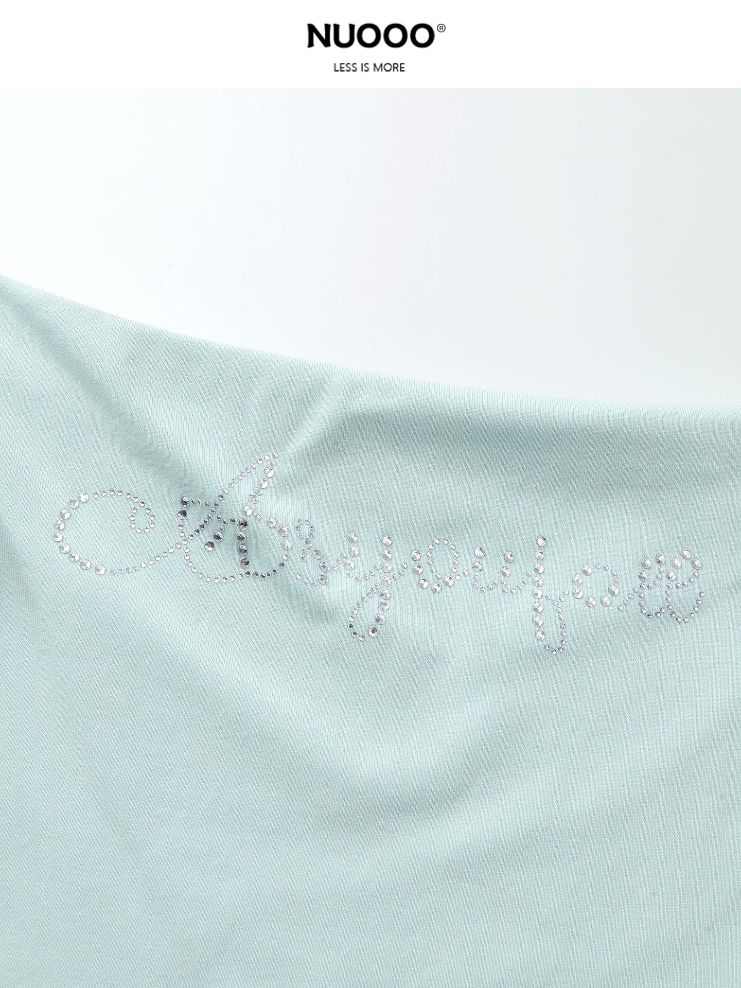Tie-strap one-shoulder T-shirt with rhinestones