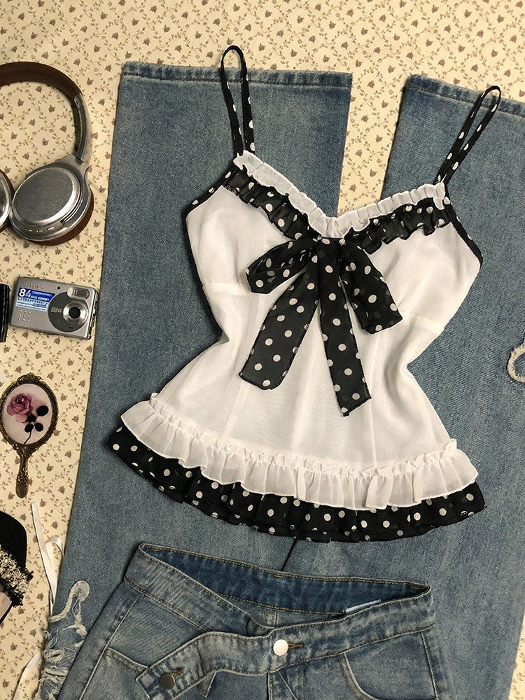 polka dots bow tank top