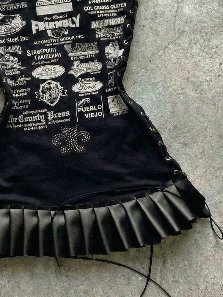 grunge printed tube top dress