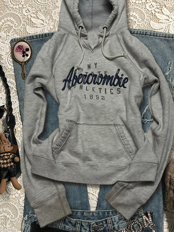 preppy gray letters sweatshirt