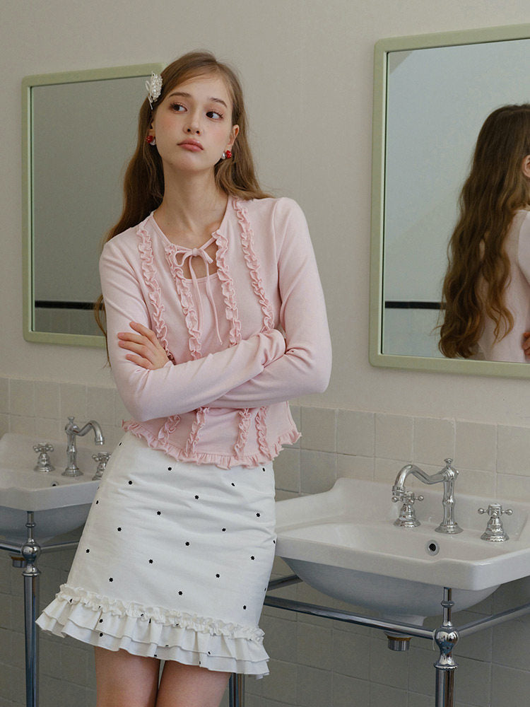 lace back bow long-sleeved top
