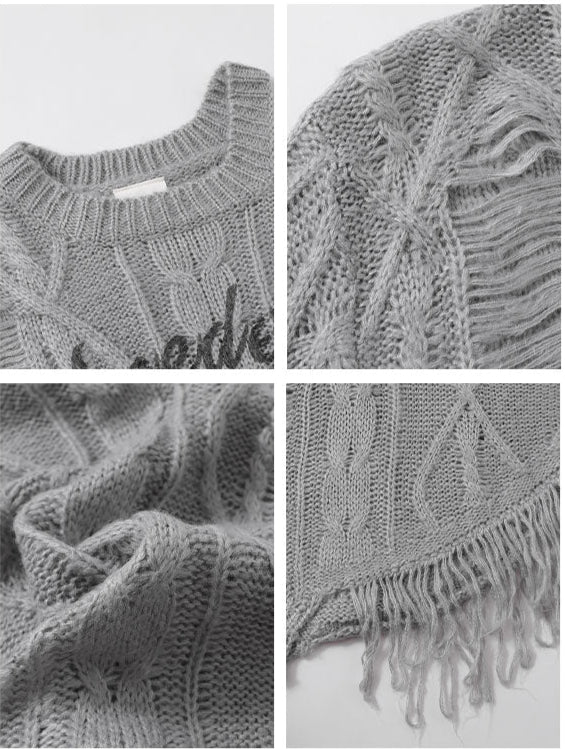 Acubi Hole Irregular Hem Knitted Sweater