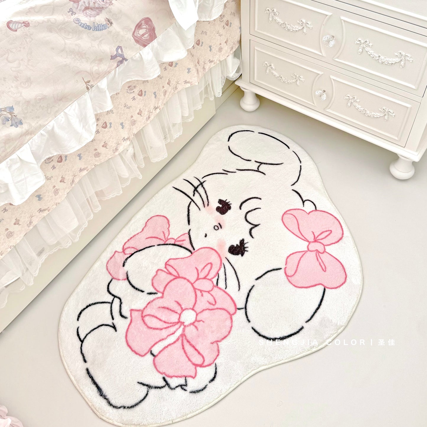 Cartoon cute girl bedroom bedside blanket