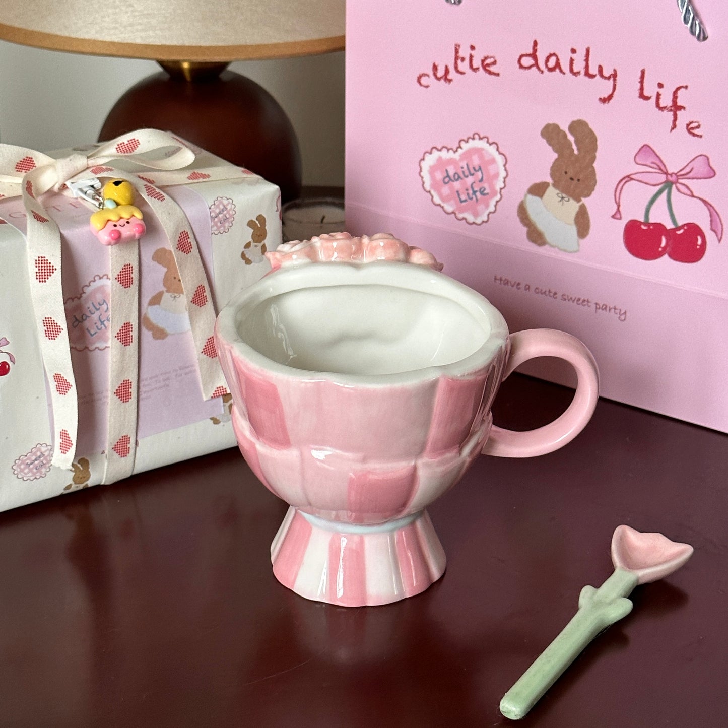 Rose tall ceramic mug