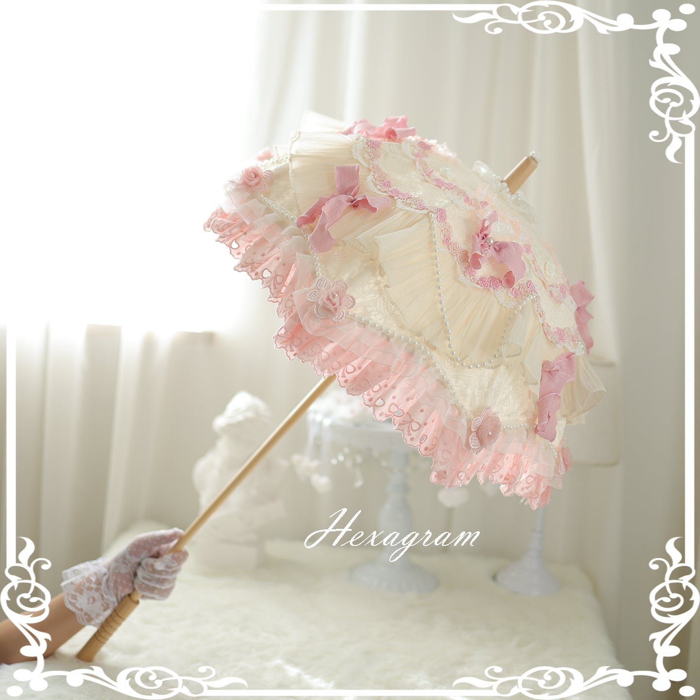 Antique cake six-pointed star lolita lace umbrella