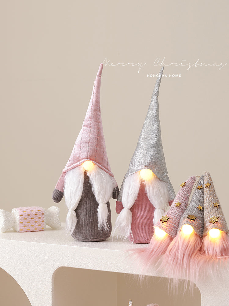 Christmas lights pink cute faceless doll