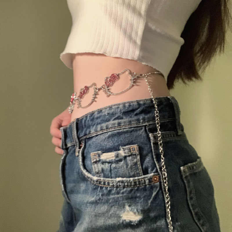 Y2K Pink Kitty Waist Chain