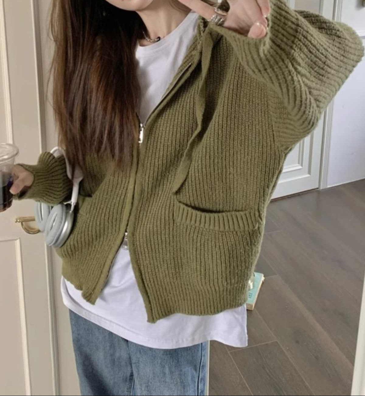 Hooded Knitted Cardigan