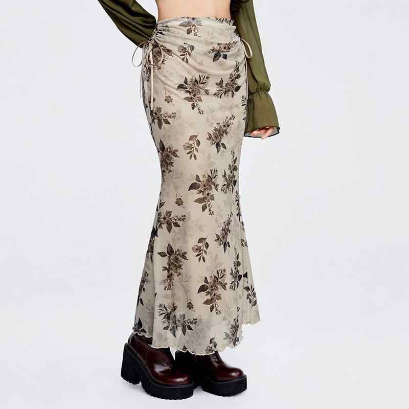 Plant Mesh Midi Skirt