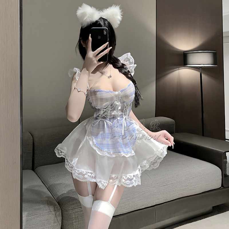 Mesh Plaid Maid Dress