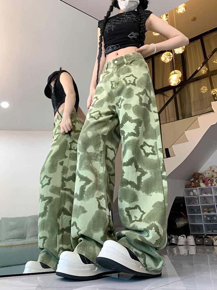 Y2K Camouflage Star Wide-leg Pants