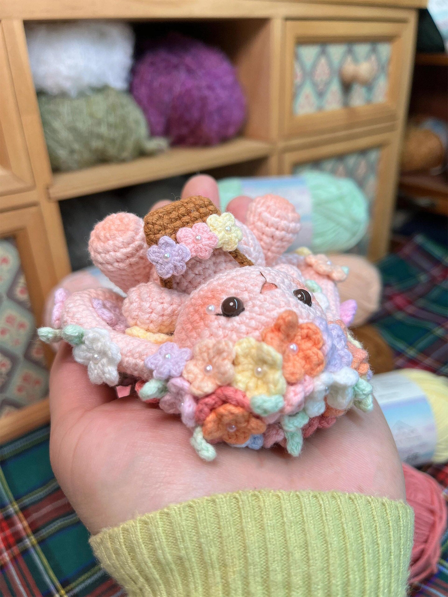 DIY wool flower fairy bunny doll