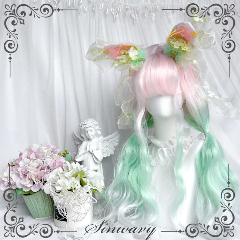 Mint Green Light Pink Lolita Fairy Wig