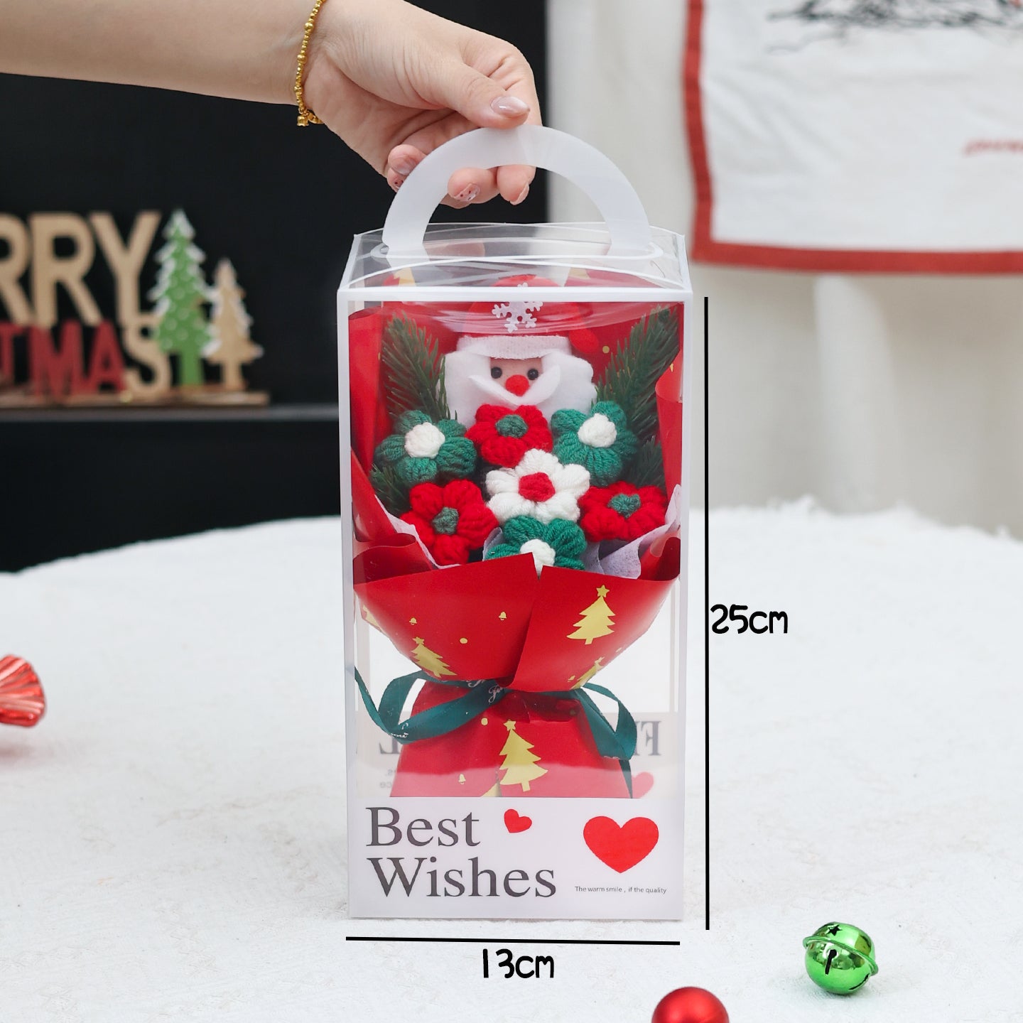 Christmas flower wool puff bouquet gift box