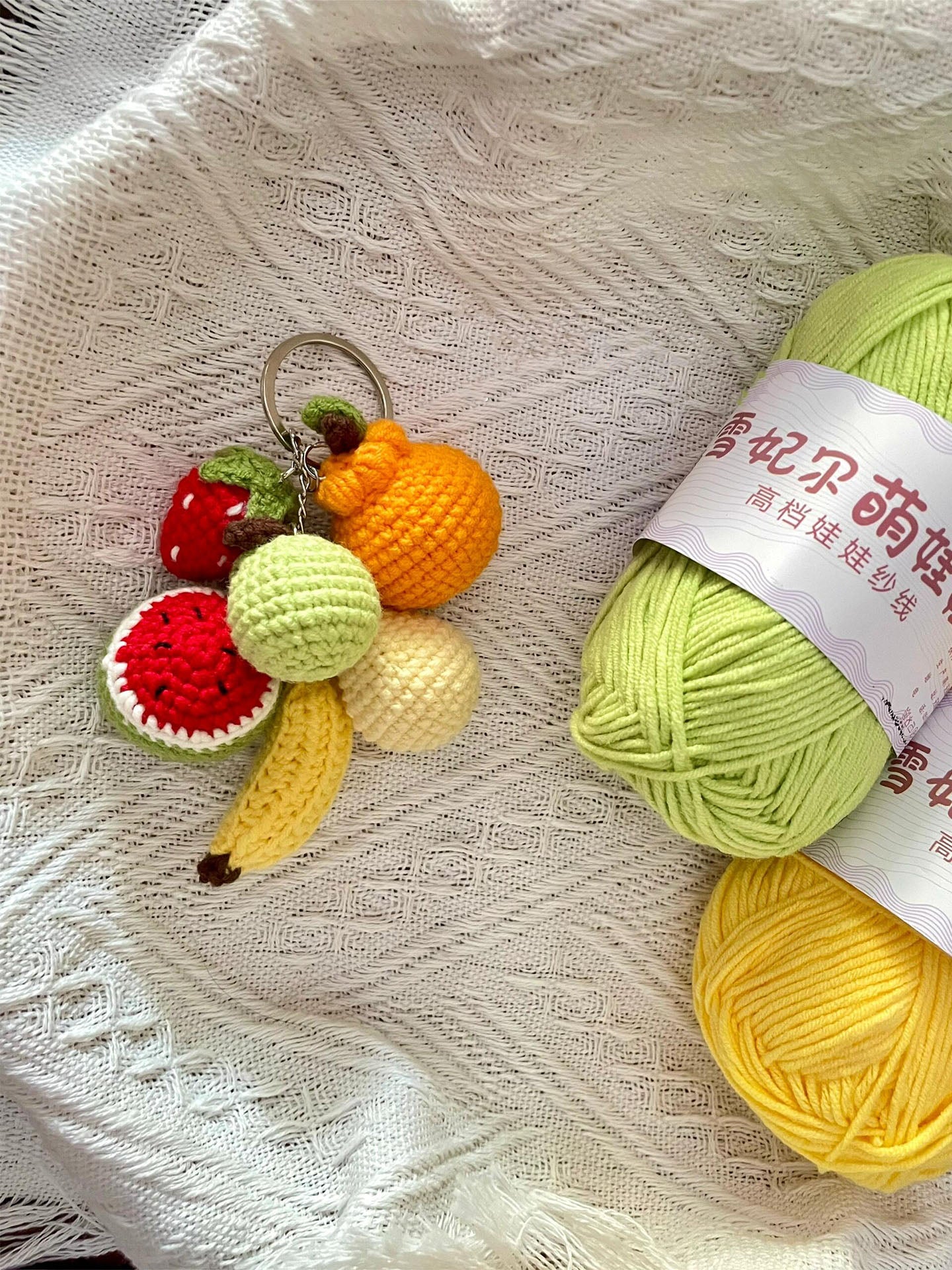 diy crocheted bunch of fruit pendant kit