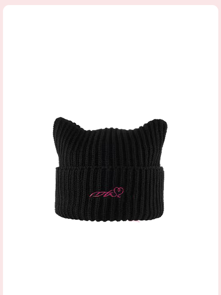 Y2K Goggles Cat Ears Flying Knitted Hat