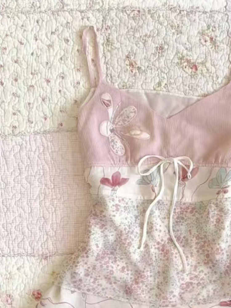 French Pink Floral Tank Top