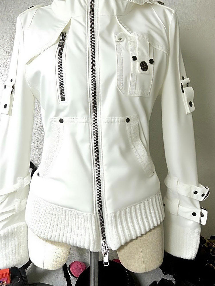 Retro Motorcycle Wear White Jacket