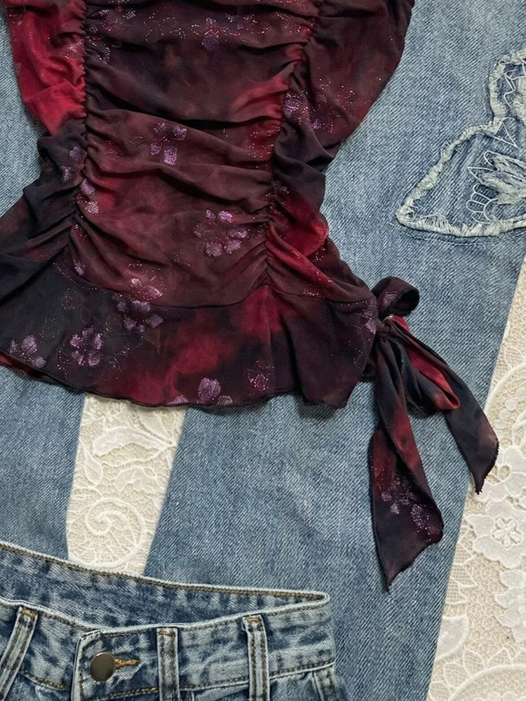 burgundy bow crop top