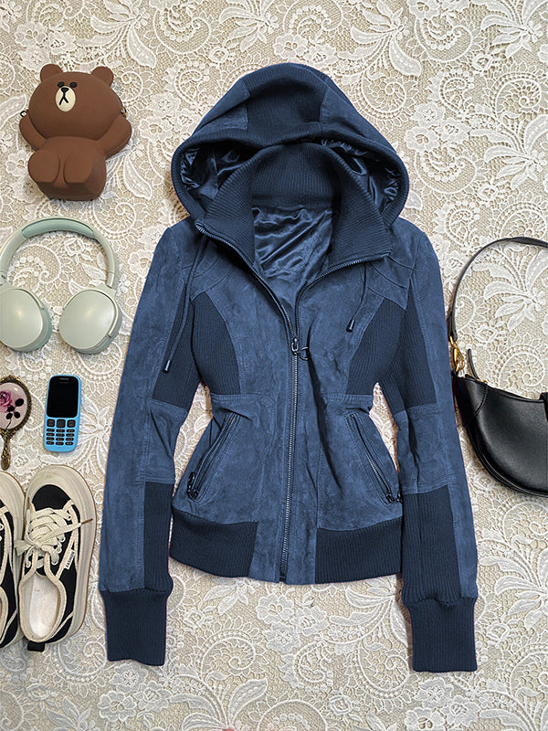 black retro splice color jacket