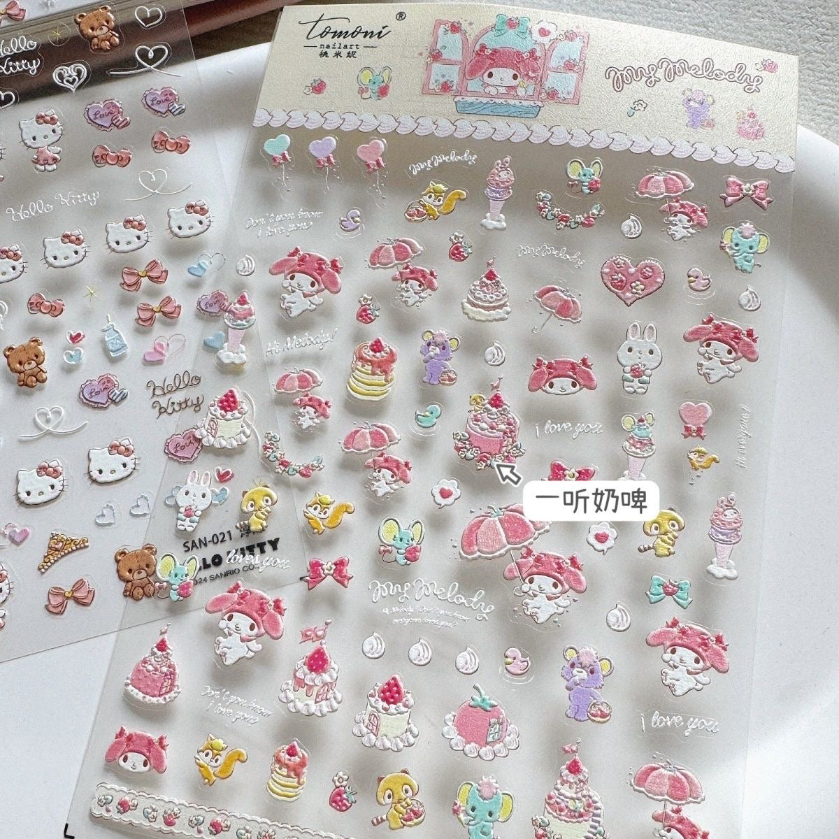kitty kawaii nails stickers