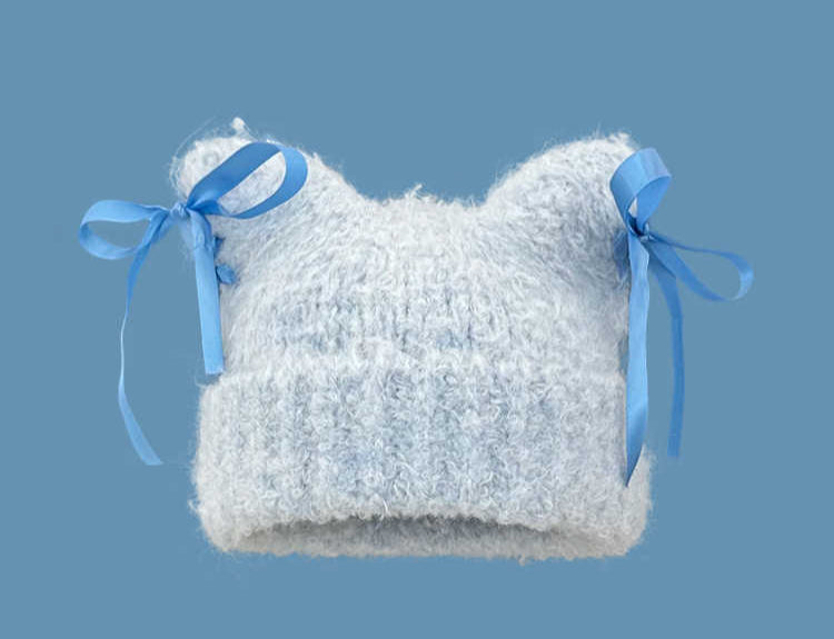 Bow Ribbon Plush Cat Ear Hat