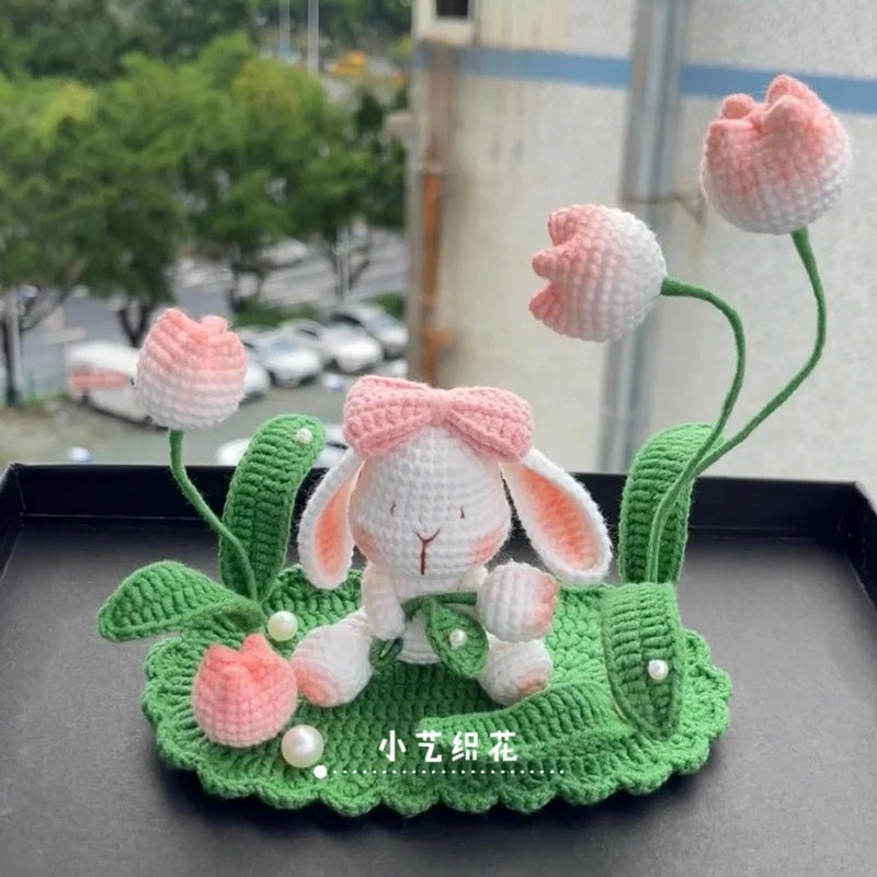 DIY wool tulip bunny doll