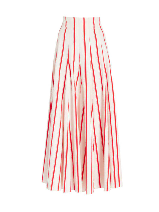 Red Striped Culottes Wide-leg Pants