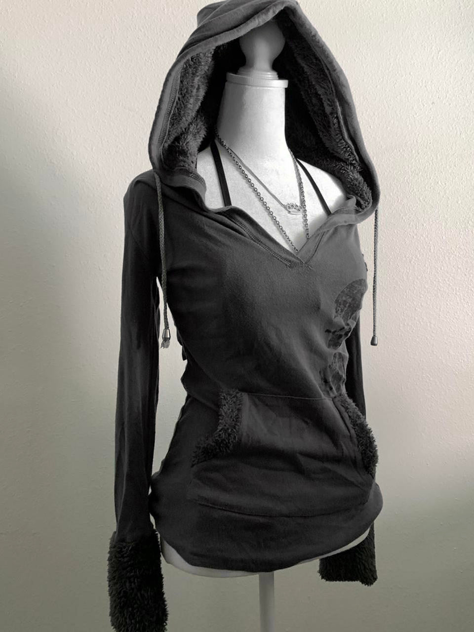 retro gray grunge hoodie
