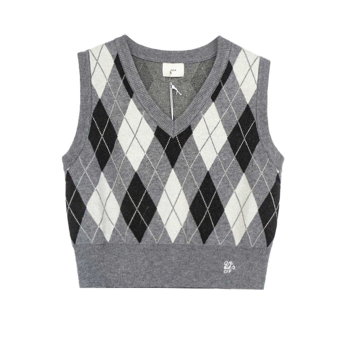 Preppy Rhombus V-neck Knitted Vest