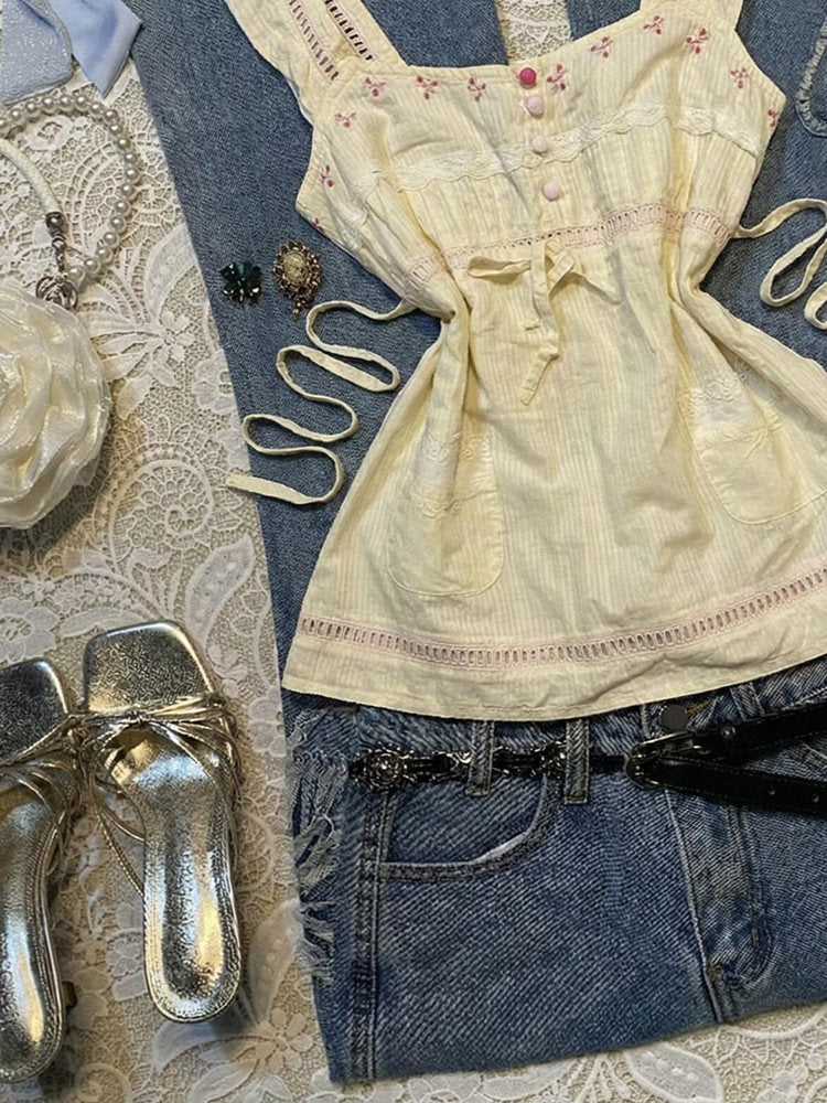 vintage light yellow tank top